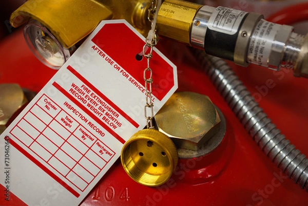 Fototapeta Blank label for clean agent fire suppression system inspection records.
