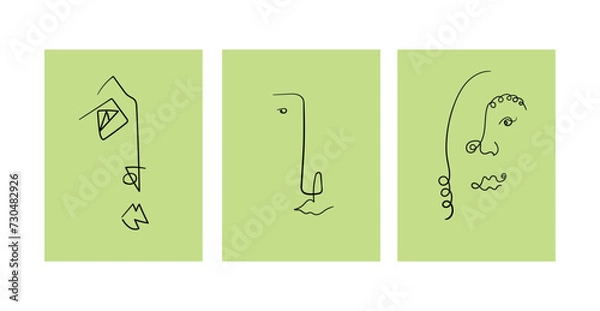 Fototapeta Modern abstract line minimalistic women faces. Vector 10 eps illustrations design