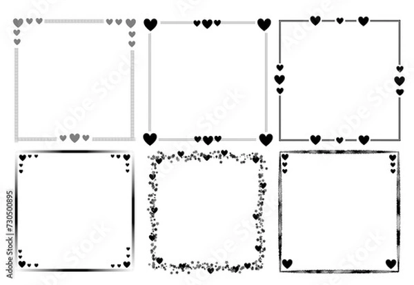 Fototapeta Frame with black heart mini heart black line frame rectangle border illustration
cute square design frame

