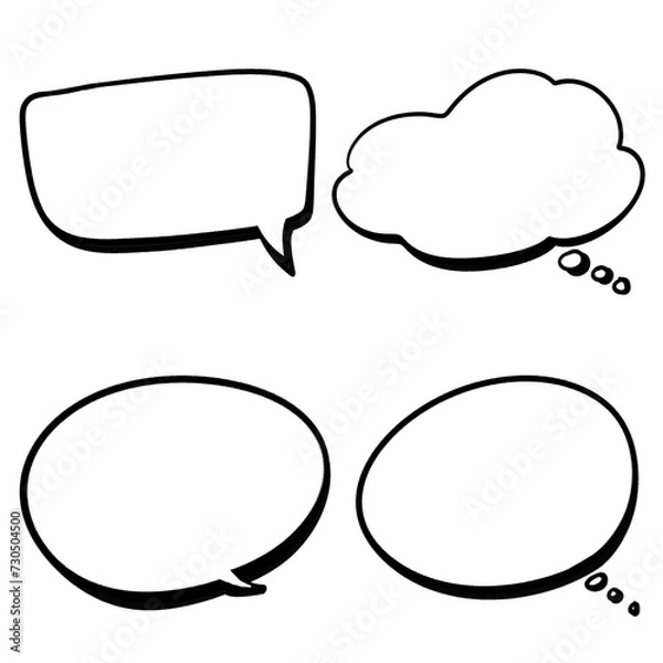 Fototapeta Set of white speech bubble ready to use transparent background, PNG 