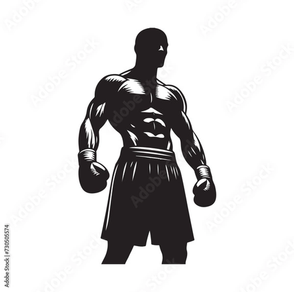 Obraz A boxer stand with pose vector silhouette