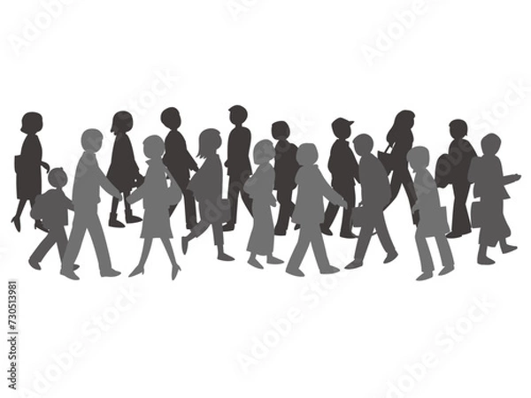 Obraz 雑踏を歩く人々のシルエット