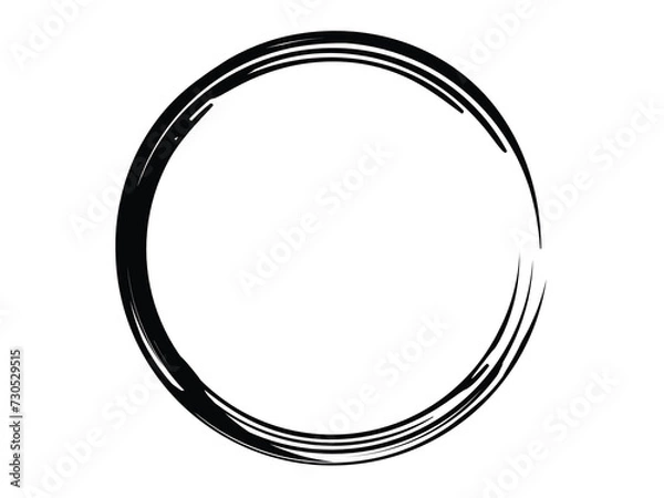 Fototapeta Grunge circle made of black paint made with art brush.