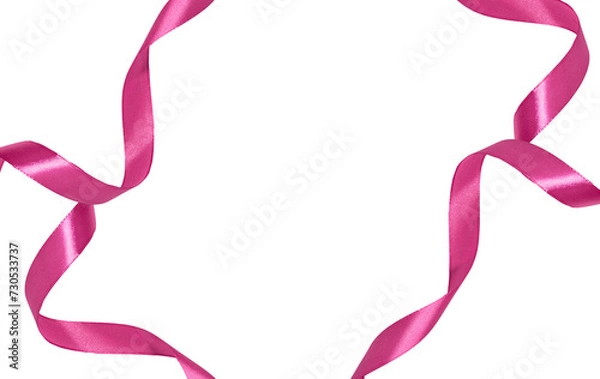 Obraz pink color ribbon on transparent and white background, elements PNG image.