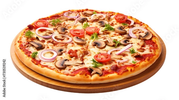 Fototapeta Delicious pizza isolated on transparent background, Generative ai.