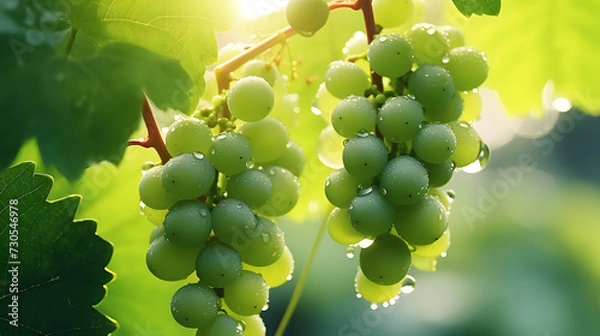 Obraz green grape on blurred greenery tree background