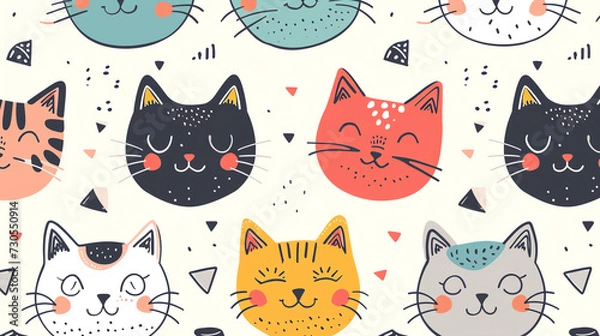 Fototapeta Cat Cartoon Pattern