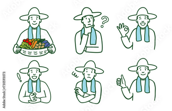 Obraz 農家の男性　表情　セット