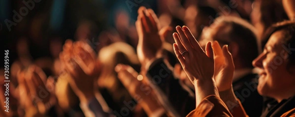 Obraz Audience clapping their hands at a large event