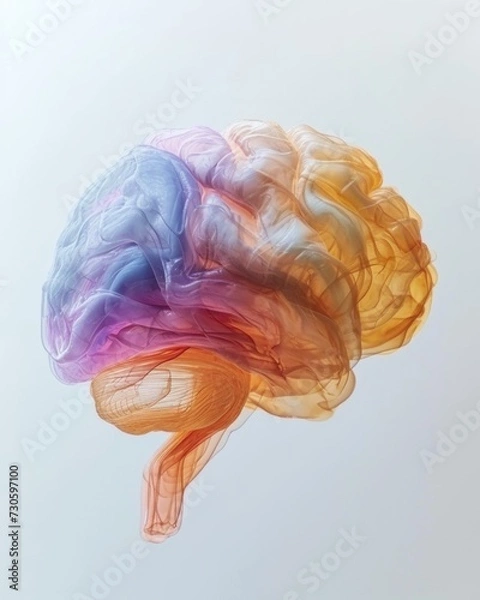 Fototapeta A colorful brain on a white background. Generative AI.