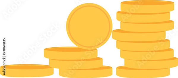 Fototapeta Coins stack icon. Coins money icon flat. Golden coin symbol icon, vector illustration