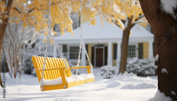 Obraz snow covered bench in winter