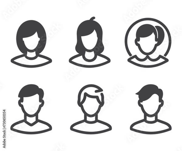 Fototapeta Avatar profile icon set including male and female.Avatar Icons. Granite Series. Simple glyph style icons set.