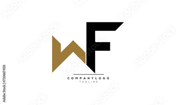 Obraz Alphabet letters Initials Monogram logo WF, WF INITIAL, WF letter
