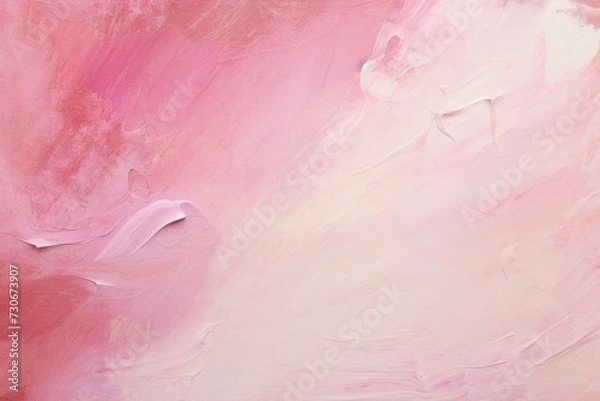 Fototapeta An abstract painting featuring bold swirls of pink and white against a clean white background.