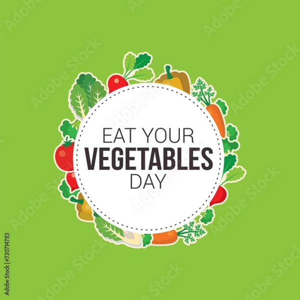 Obraz Eat Your Vegetable Day Vector Illustration. this unofficial holiday encourages increased consumption of vegetables and raises awareness about their health benefits. flat style design