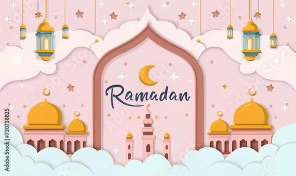 Obraz Ramadan Background, Pastel Theme Ramadan Background