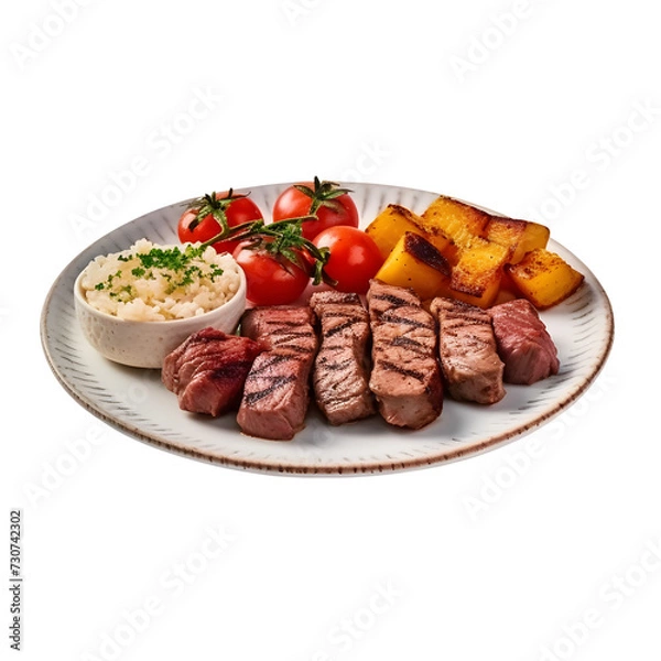 Fototapeta Churrasco served on a plate, png transparent background