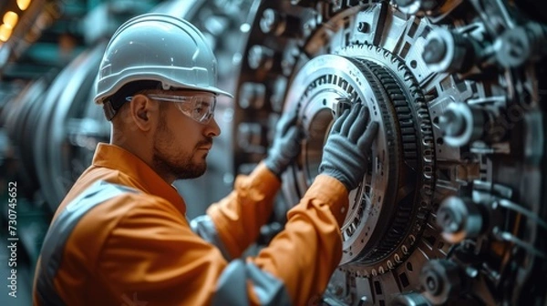 Obraz Engineer are working on large engineering projects with sophisticated equipment. Generative AI.
