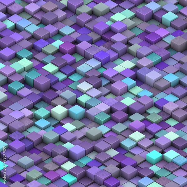 Fototapeta blue purple beveled cubes in 3d
