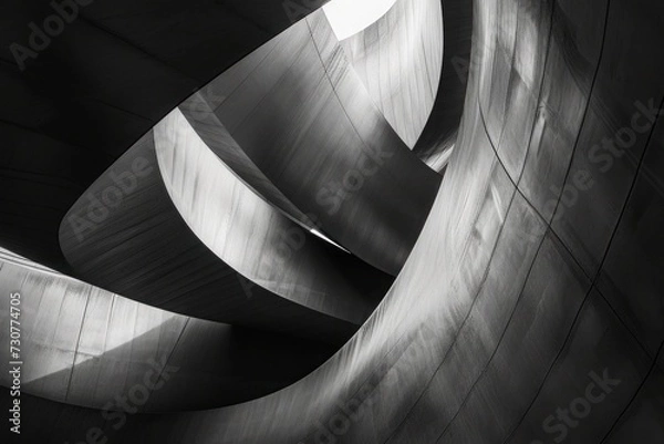 Fototapeta Creative and sophisticated, this abstract art piece showcases the smooth texture of urban design.., black and white background