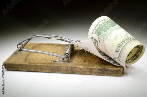 Obraz Dollar banknote in mousetrap
