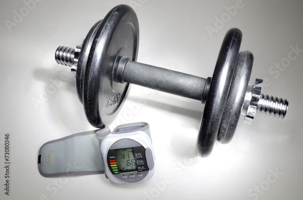 Obraz Dumbbell and pressure measuring device