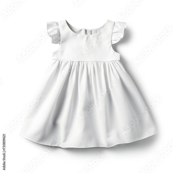 Fototapeta White infant cotton dress mockup isolated on white background Generative Ai