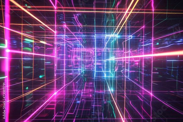 Fototapeta Abstract Image of Neon Lights in a Dark Room