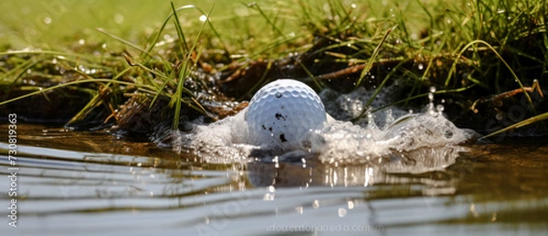 Fototapeta Golf Ball that finds itself in a Difficult Situation after the Shot that Every Golfer Knows Wallpaper Background Brainstorming Family Digital Art Magazine Poster Symbolimage