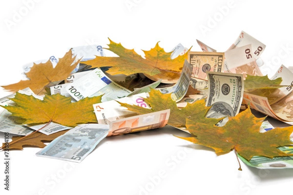 Fototapeta Валюта на белом фоне изолированные