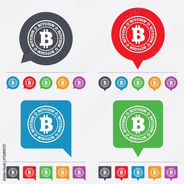 Fototapeta Bitcoin sign icon. Cryptography currency symbol
