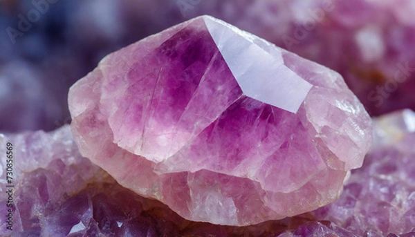 Obraz closeup macro view of a amethyst gemstone mineral on background a picture for banner