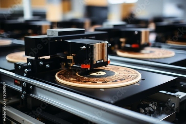 Obraz Printed circuit board workshop with automated chip mounter.