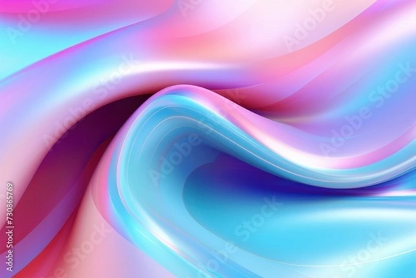 Obraz abstract 3d smooth wavy iridescent background, Technology futuristic background