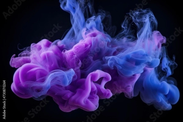 Fototapeta abstract blue and violet fluffy pastel ink smoke cloud background , abstract liquid