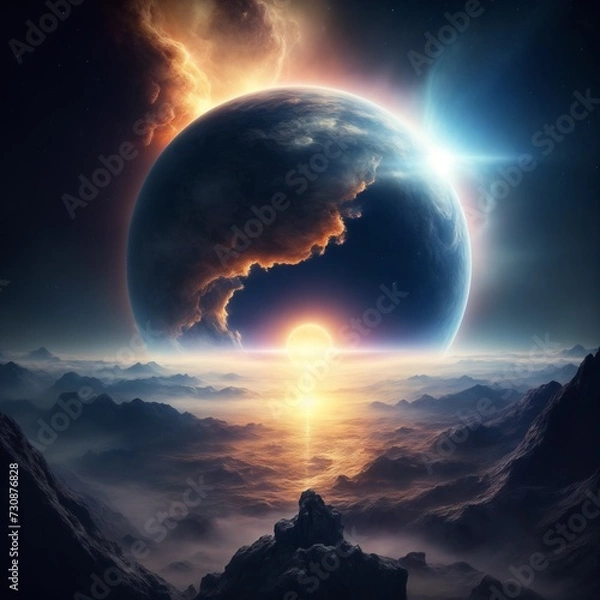 Fototapeta In the beginning of the world that created by a god,Generative Ai