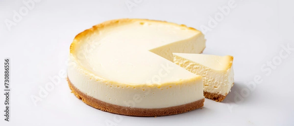 Obraz cheese cake on empty plain background, front View, with empty copy space 