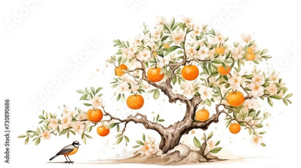Obraz Tree with Oranges and Bird
