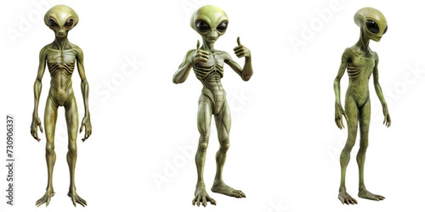 Fototapeta Set of Alien Extraterrestrial Creatures Isolated on Transparent Background