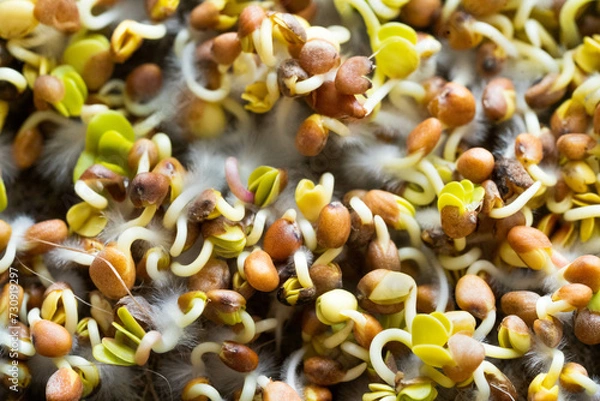 Obraz A photo of microgreens with mold as an example of mistake in groving microgreens 