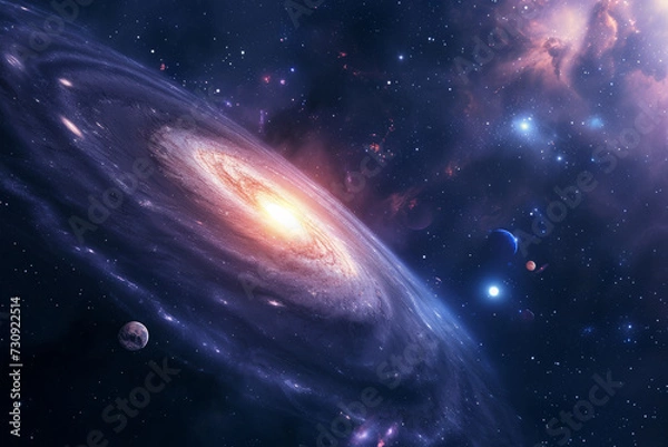 Fototapeta Artists Rendering of a Spiral Galaxy, Astounding Cosmic Formation With Whirling Arms and Mesmerizing Brilliance