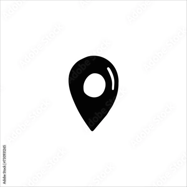 Fototapeta Black Map Pin Icon Isolated on A Plain White Background