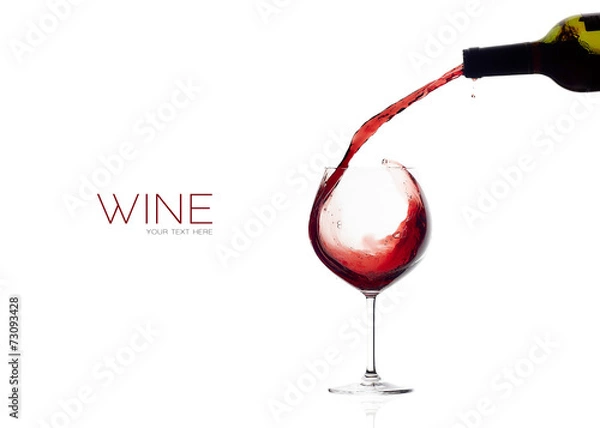 Fototapeta Wine. Glass and Bottle. Red Wine Splash