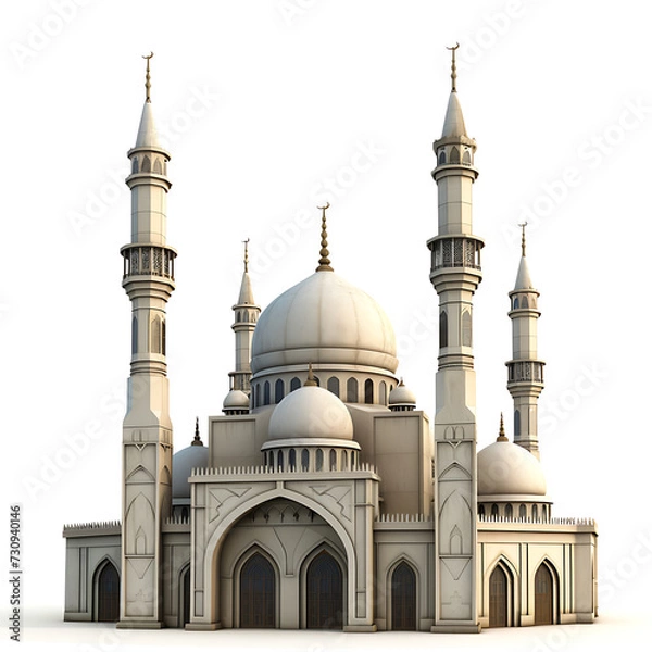Obraz 3d muslim mosque one white background