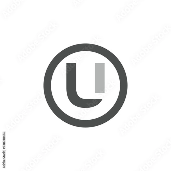 Fototapeta Letter initial UI IU icon design logo