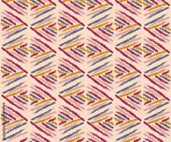 Fototapeta Boho Lines Triangles Seamless Design