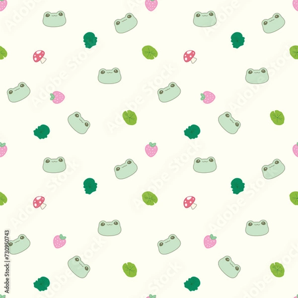 Fototapeta Lotus Lilypad Frog Seamless Pattern