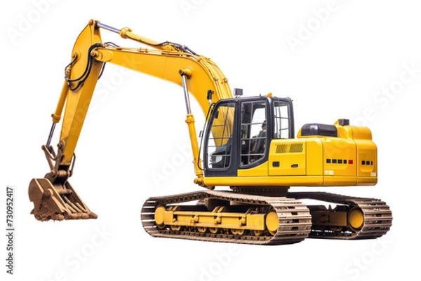 Fototapeta crawler excavator isolated on white