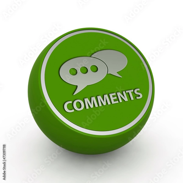 Obraz Comments now circular icon on white background